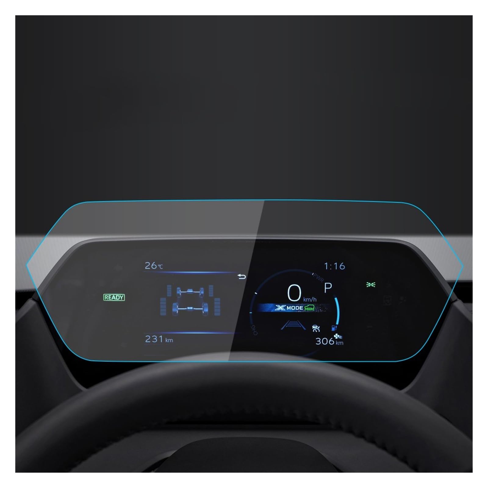 Für Toyota Für BZ4X 2022 Auto GPS Konsole Dashboard Gehärtetem Glas Schutz Film Navigator Schutz Screen Protector Film Navigation Schutzfolie(22 Meter Blue) von LZBZHB