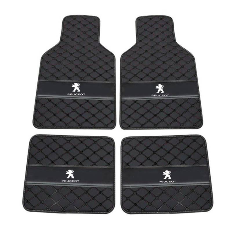 Auto Leder Fußmatten Fussmatten für Peugeot 2008(P24C) A94 2014-2020 2021 2022 2023 2024 2025 Allwetter Antirutschmatte Anpassen Teppiche Fussmatten Protection Zubehör,Normal-Blackstyle von LZJPL