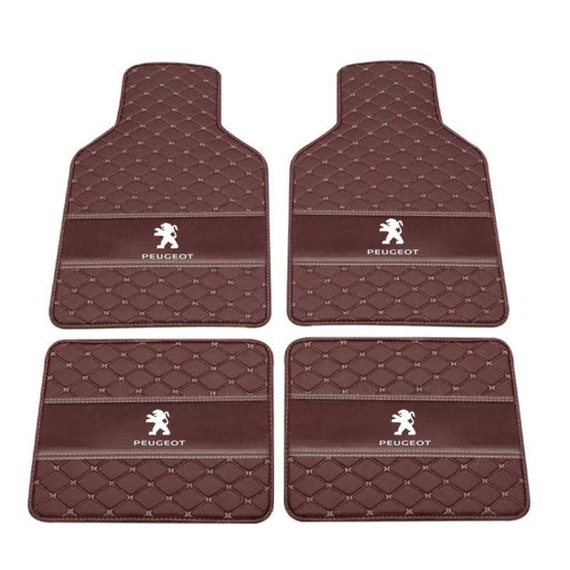 Auto Leder Fußmatten Fussmatten für Peugeot 2008(P24C) A94 2014-2020 2021 2022 2023 2024 2025 Allwetter Antirutschmatte Anpassen Teppiche Fussmatten Protection Zubehör,Normal-Coffeestyle von LZJPL