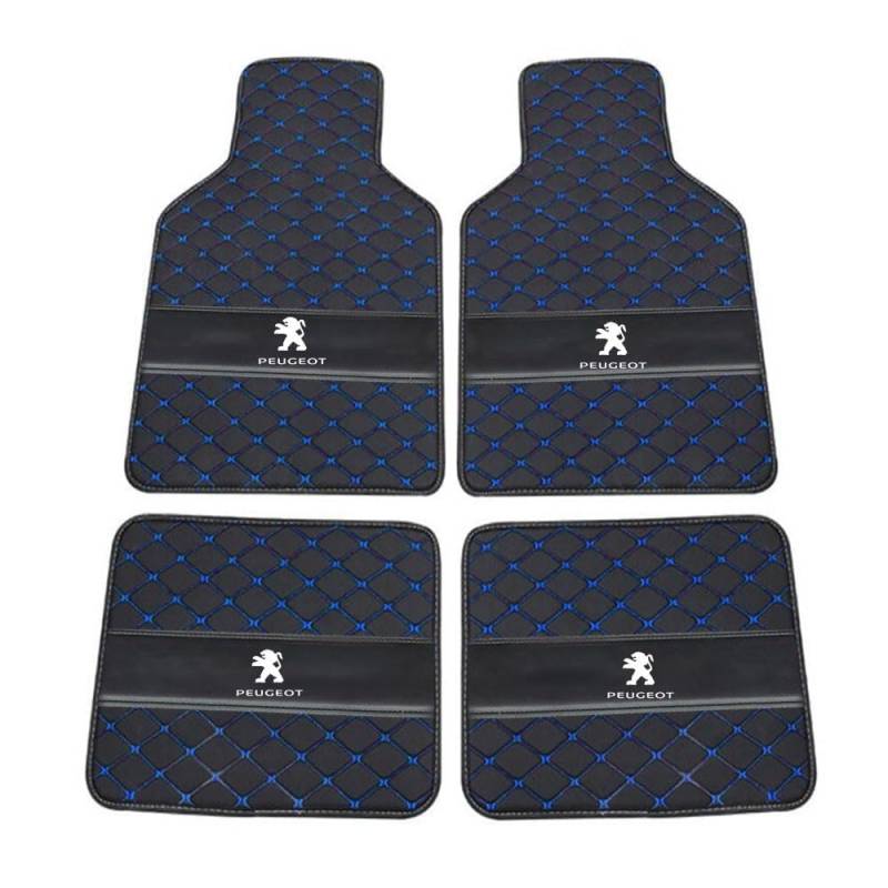 Auto Leder Fußmatten Fussmatten für Peugeot 307 CROSS/307 2004-2020 2021 2022 2023 2024 2025 Allwetter Antirutschmatte Anpassen Teppiche Fussmatten Protection Zubehör,Normal-Blackblue von LZJPL
