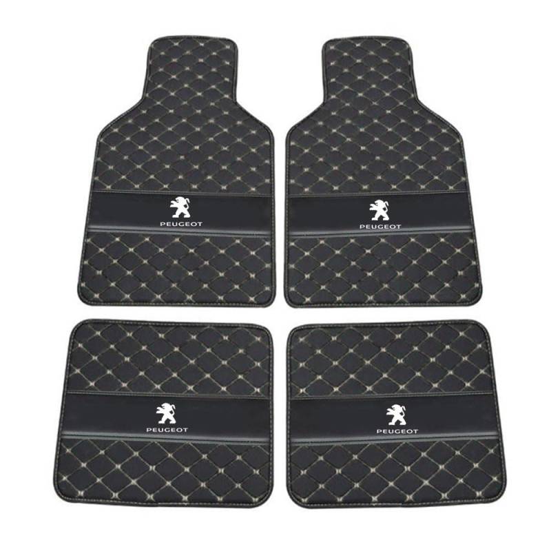 Auto Leder Fußmatten Fussmatten für Peugeot 4008 2012-2020 2021 2022 2023 2024 2025 Allwetter Antirutschmatte Anpassen Teppiche Fussmatten Protection Zubehör,Normal-Blackbeige von LZJPL