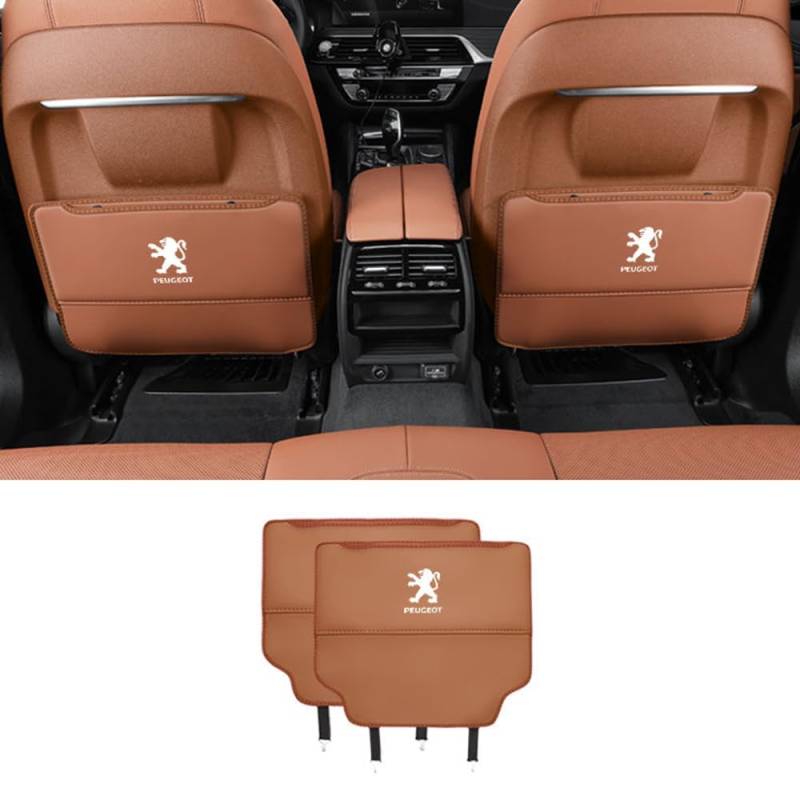 Auto Rücksitz Anti Kick Pad für Peugeot 2008 206 207 3008 301 307 308 308S e2008 Autositz Rückenlehne Protector Zubehör,Brownstyle,normal-Brownstyle von LZJPL