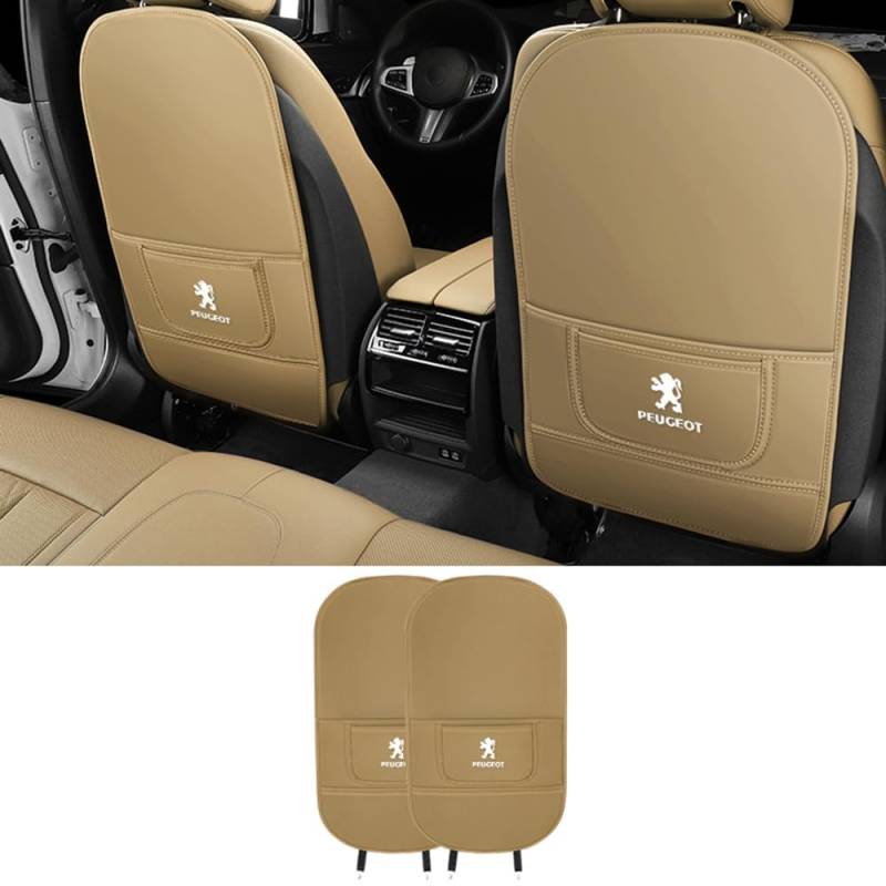Auto Rücksitz Anti Kick Pad für Peugeot 2008 206 207 3008 301 307 308 308S e2008 Autositz Rückenlehne Protector Zubehör,normal-Beigestyle von LZJPL