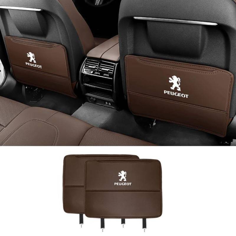 Auto Rücksitz Anti Kick Pad für Peugeot 2008 206 207 3008 301 307 308 308S e2008 Autositz Rückenlehne Protector Zubehör,normal-Brownstyle von LZJPL