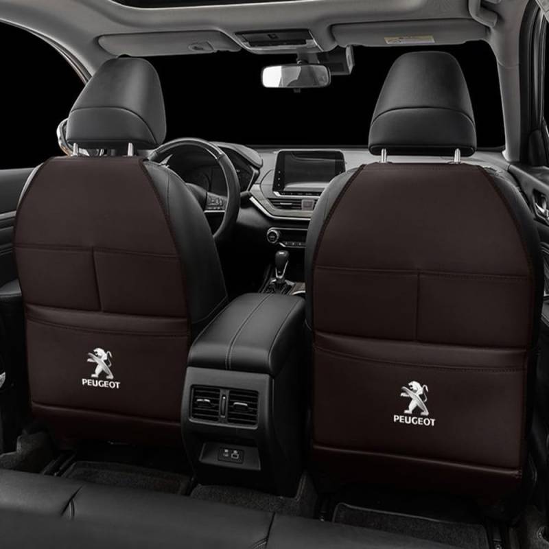 Auto Rücksitz Anti Kick Pad für Peugeot 2008 206 207 3008 301 307 308 308S e2008 Autositz Rückenlehne Protector Zubehör,normal-Brownstyle von LZJPL