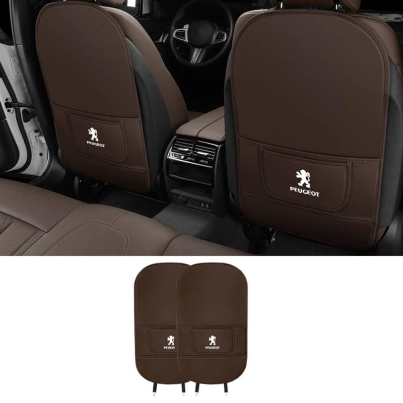 Auto Rücksitz Anti Kick Pad für Peugeot 2008 206 207 3008 301 307 308 308S e2008 Autositz Rückenlehne Protector Zubehör,normal-Brownstyle von LZJPL