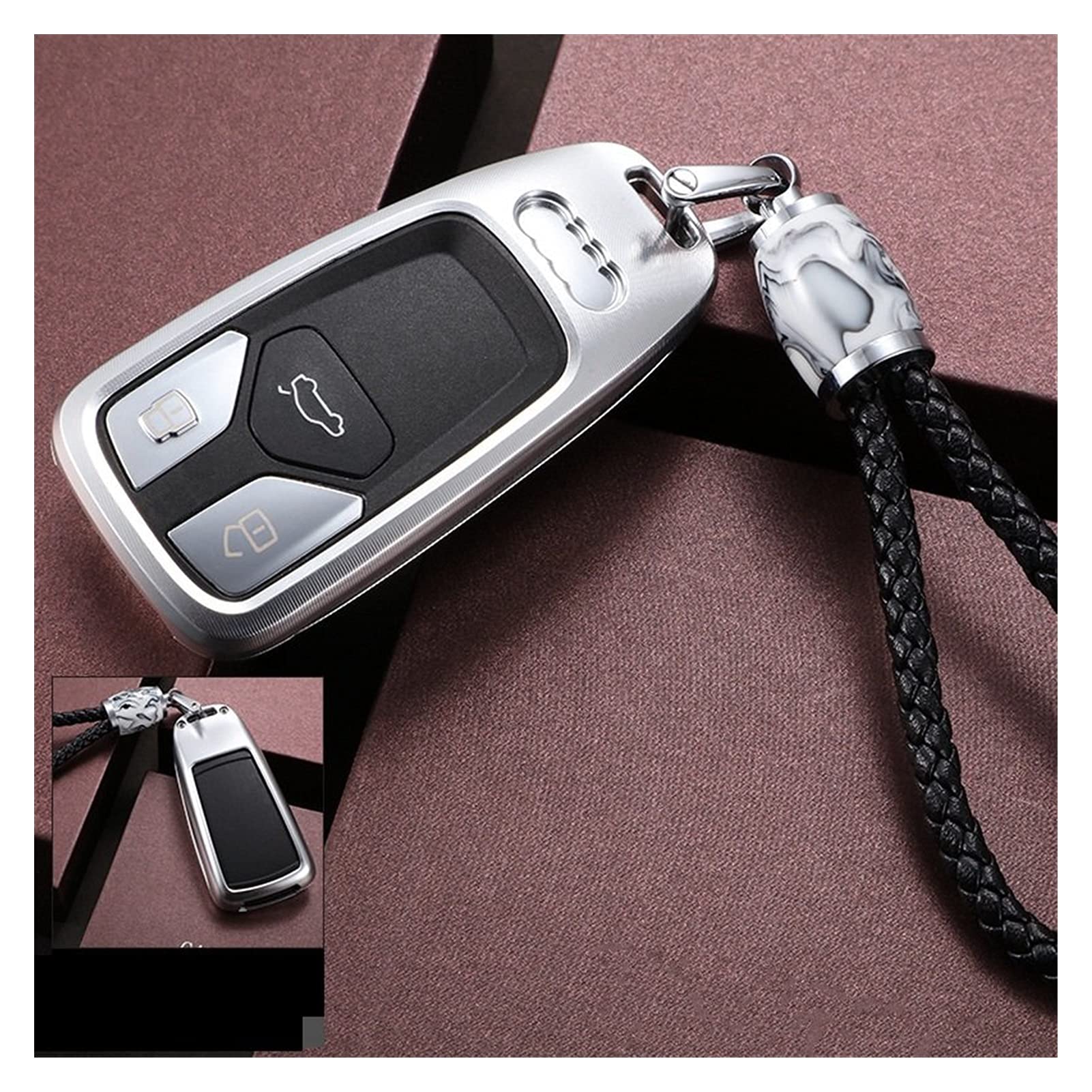 Autoschlüssel Schlüssel Hülle Schlüsselanhänger Wearable Mode Aluminiumlegierung Auto Key Case Cover Tasche Für Audi A4 Allroad B9 Q5 Q7 TT TTS 4M 8S 2016 2017 2018 Cupra Schlüsselcover ( Farbe : B ) von LZLWL