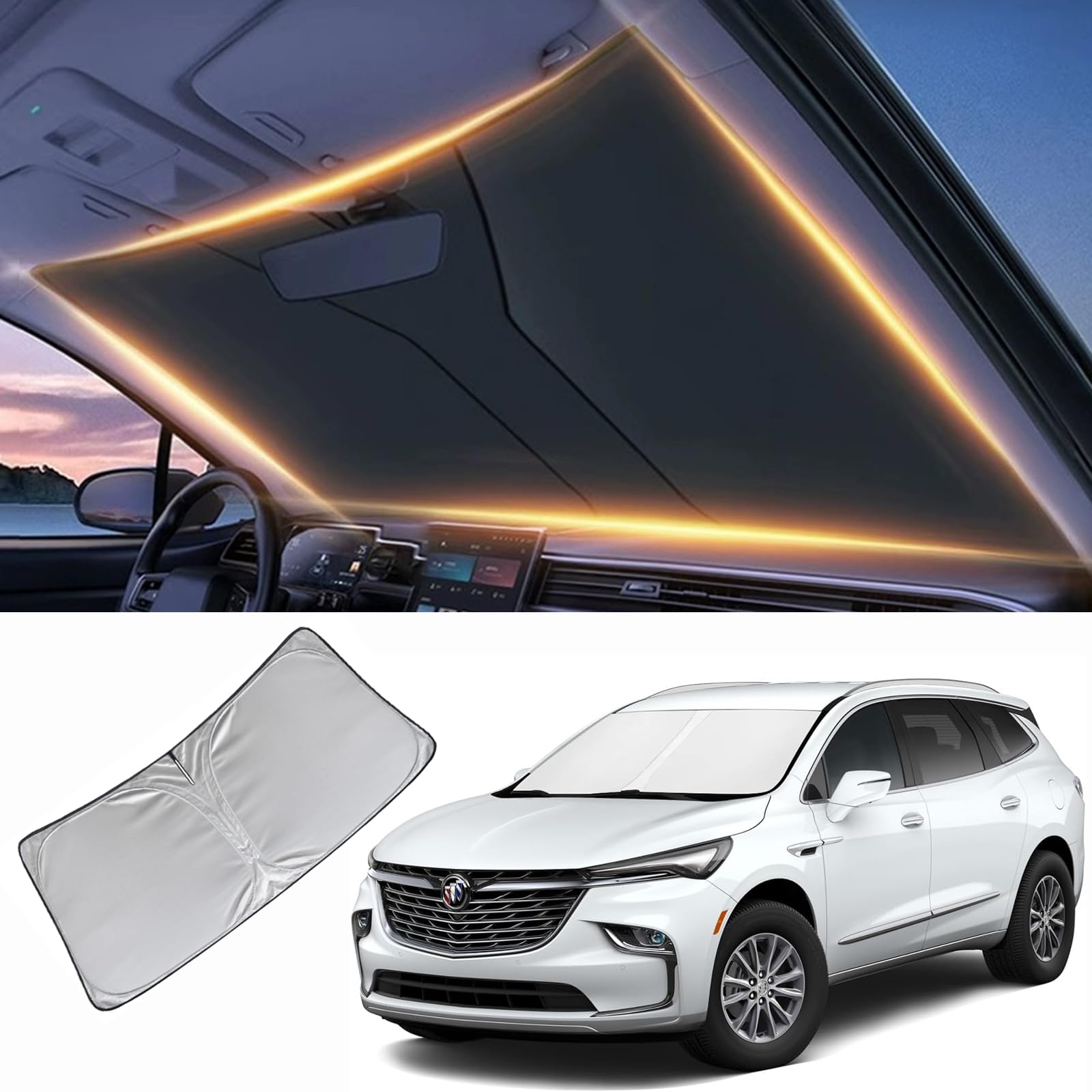 Buick Enclave Frontscheiben-Sonnenschutz für 2008-2024, Enclave Sonnenblende für Windschutzscheibe und Autozubehör Buick Enclave Frontscheiben-Sonnenschutz für 2008-2024, Enclave Sonnenblende für Windschutzscheibe und Autozubehör von LZYYQX