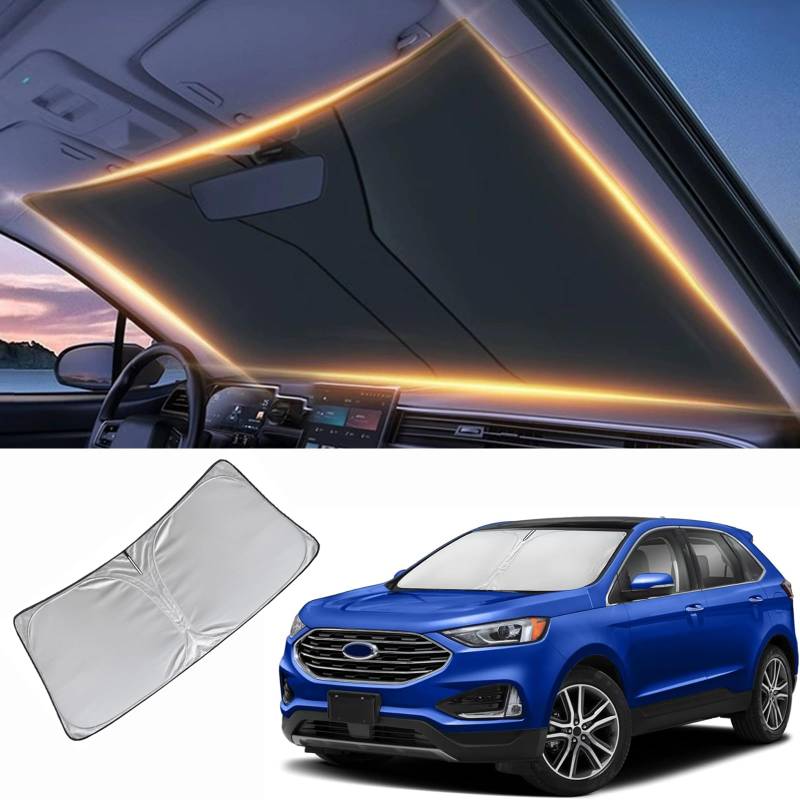 Ford Edge Windschutzscheiben-Sonnenschutz für Frontfenster 2015-2024, Sonnenblende für Windschutzscheibe und Autozubehör von LZYYQX
