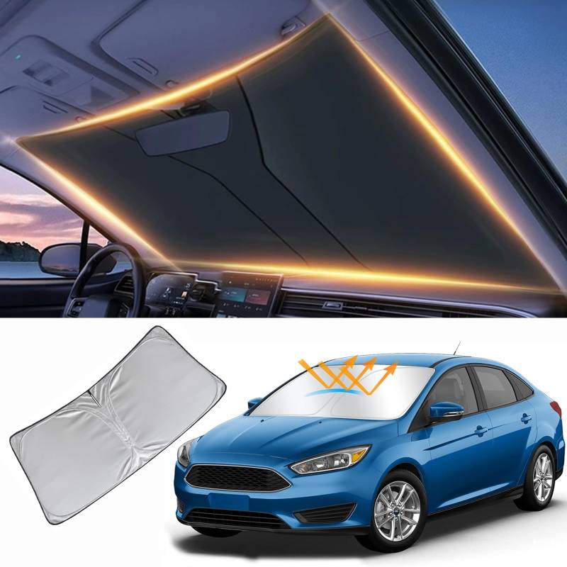 Ford Focus Windschutzscheiben-Sonnenschutz für Frontfenster 2012-2024, Sonnenblende für Windschutzscheibe und Autozubehör von LZYYQX