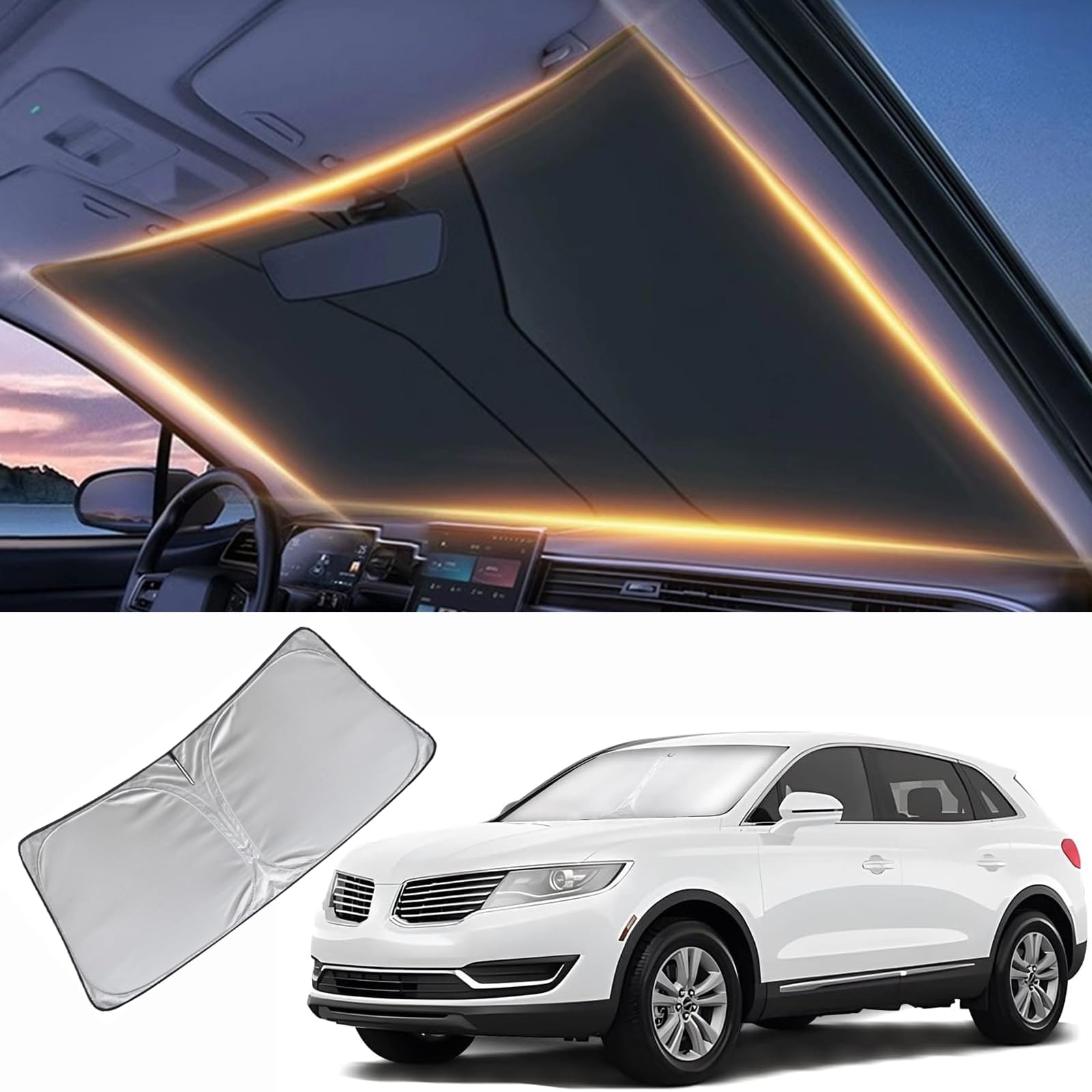 Lincoln MKX Windschutzscheiben-Sonnenblende für MKX 2007-2018 Frontscheibe Lincoln MKX Windschutzscheiben-Sonnenblende für MKX 2007-2018 Frontscheibe von LZYYQX