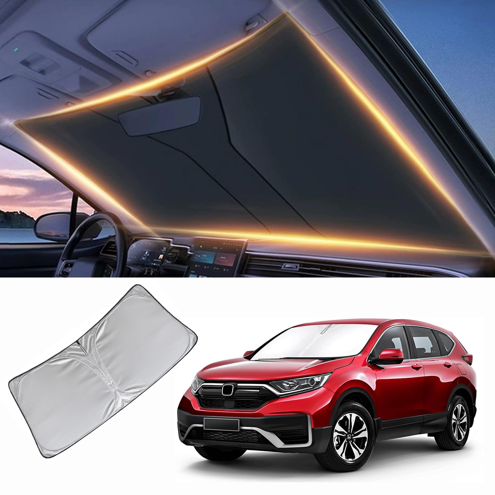 Sonnenschutz für Windschutzscheibe für Honda CRV CR-V Frontscheibe, Sonnenblende für Windschutzscheibe und Autozubehör Sonnenschutz für Windschutzscheibe für Honda CRV CR-V Frontscheibe, Sonnenblende für Windschutzscheibe und Autozubehör von LZYYQX
