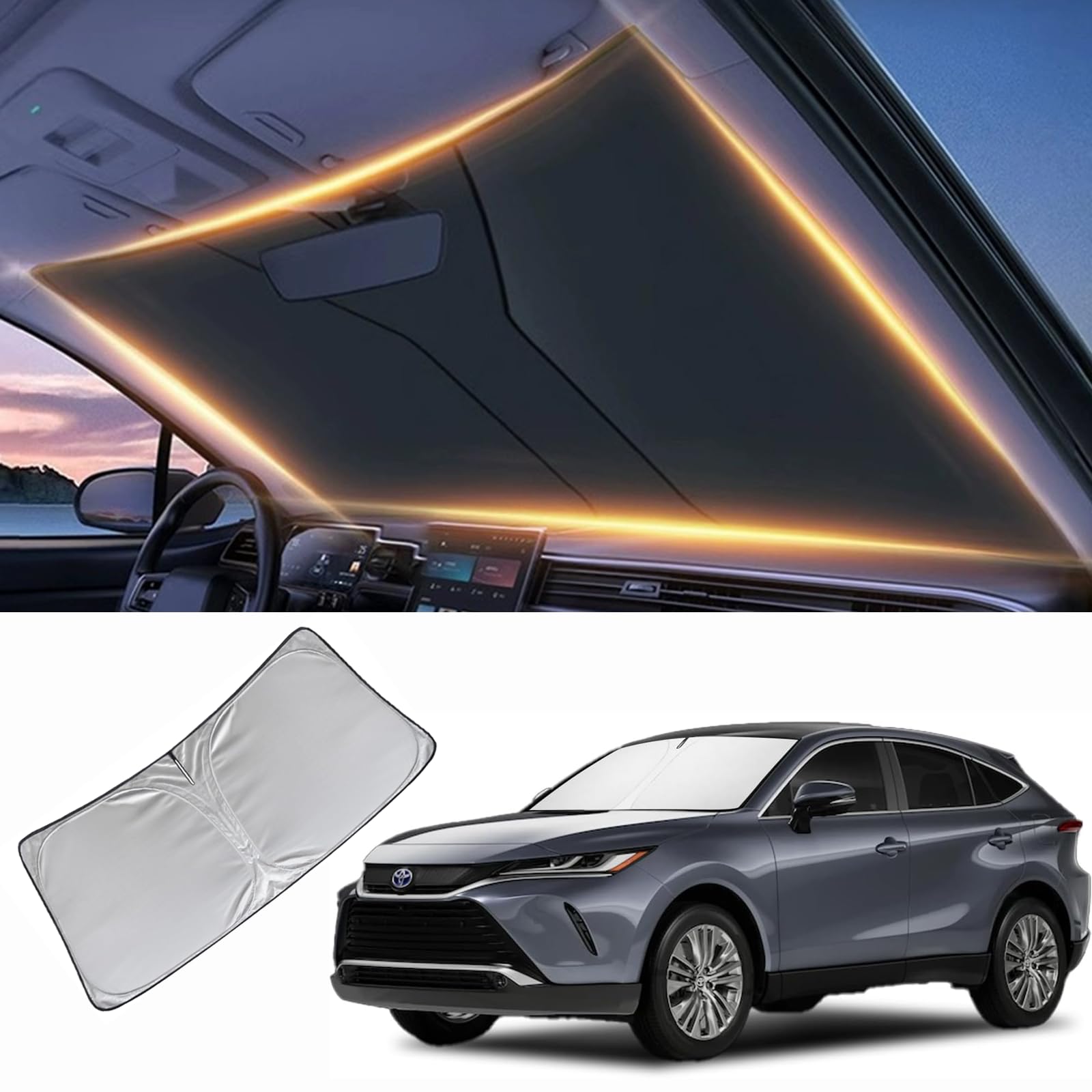 Sonnenschutz für Windschutzscheibe für Toyota Venza 2021-2025, Venza Sonnenschutz für Windschutzscheibe und Autozubehör Sonnenschutz für Windschutzscheibe für Toyota Venza 2021-2025, Venza Sonnenschutz für Windschutzscheibe und Autozubehör von LZYYQX