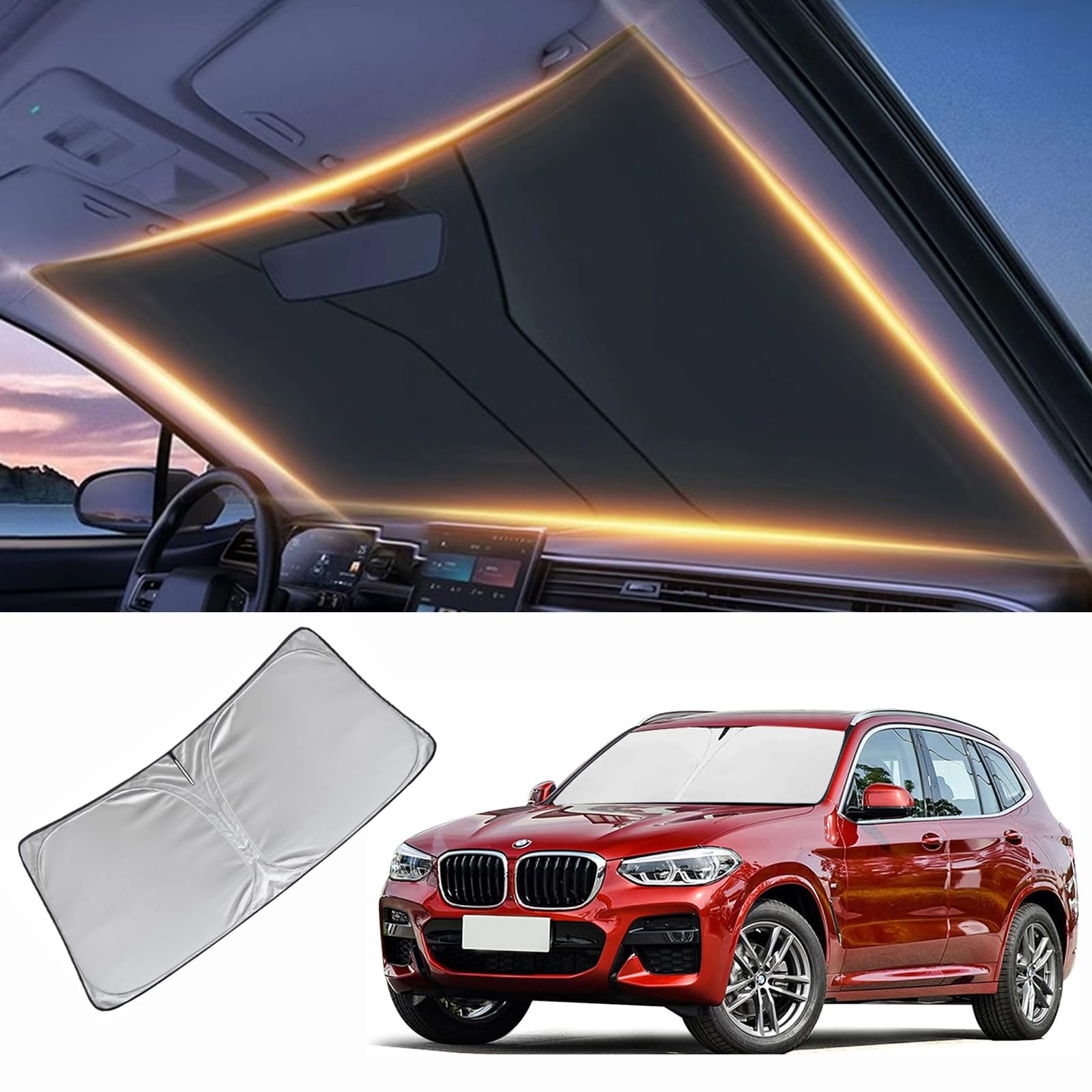 Windschutzscheiben-Sonnenschutz für BMW X3, Frontscheiben-Abdeckung für Windschutzscheibe, Sonnenblende, Autozubehör Windschutzscheiben-Sonnenschutz für BMW X3, Frontscheiben-Abdeckung für Windschutzscheibe, Sonnenblende, Autozubehör von LZYYQX