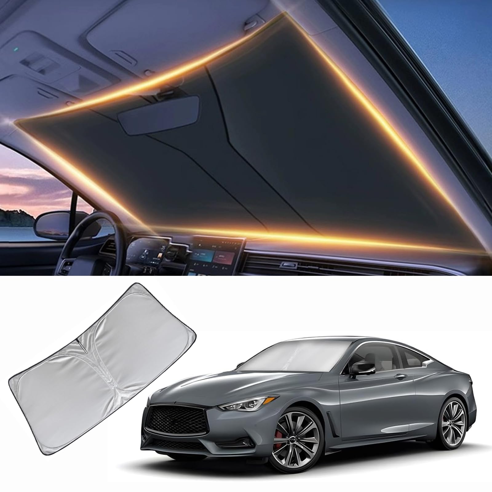 Windschutzscheiben-Sonnenschutz für Infiniti G25 G35 G37 Q60 EX25 QX50 Frontscheibenabdeckung für Infiniti 2010-2024 Infiniti Windschutzscheiben-Sonnenblende, Autozubehör Windschutzscheiben-Sonnenschutz für Infiniti G25 G35 G37 Q60 EX25 QX50 Frontscheibenabdeckung für Infiniti 2010-2024 Infiniti Windschutzscheiben-Sonnenblende, Autozubehör von LZYYQX