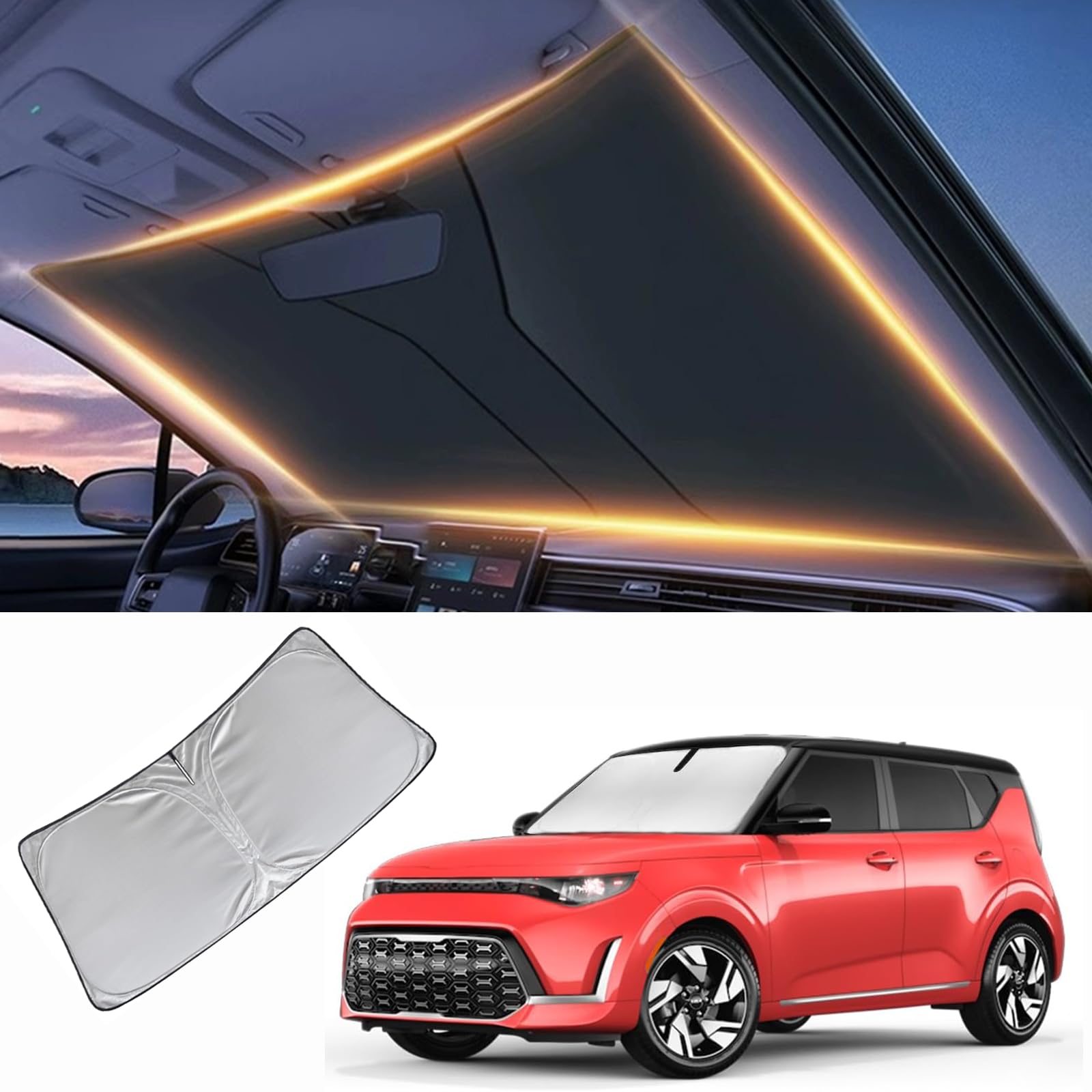 Windschutzscheiben-Sonnenschutz für Kia Soul Frontscheiben-Abdeckung für 2010-2025 Soul Windschutzscheibe Sonnenblende Schutz Autozubehör Windschutzscheiben-Sonnenschutz für Kia Soul Frontscheiben-Abdeckung für 2010-2025 Soul Windschutzscheibe Sonnenblende Schutz Autozubehör von LZYYQX