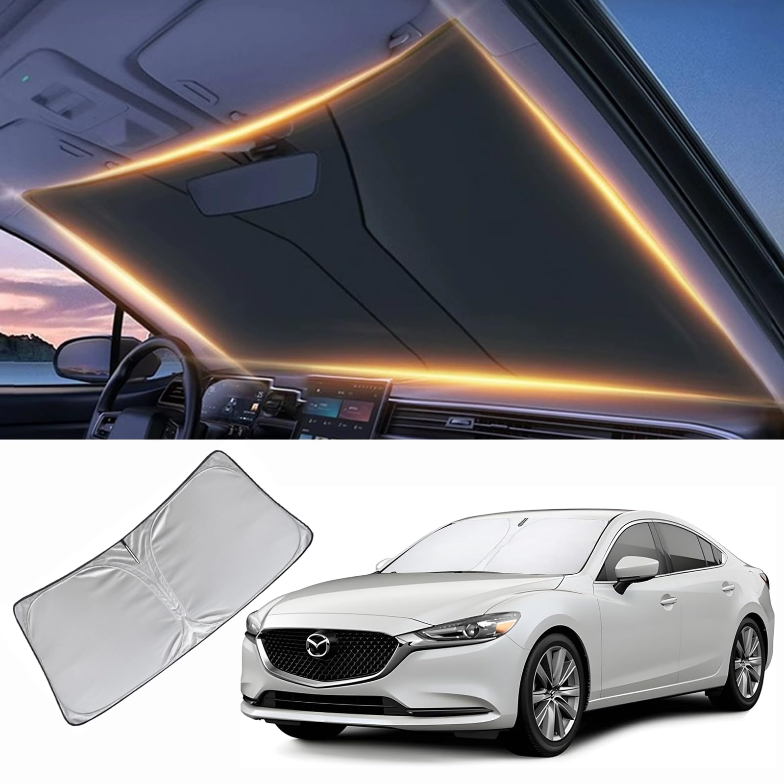 Windschutzscheiben-Sonnenschutz für Mazda 6, Frontscheiben-Abdeckung für Mazda 6 2014–2021, Windschutzscheiben-Sonnenblende, Autozubehör Windschutzscheiben-Sonnenschutz für Mazda 6, Frontscheiben-Abdeckung für Mazda 6 2014–2021, Windschutzscheiben-Sonnenblende, Autozubehör von LZYYQX
