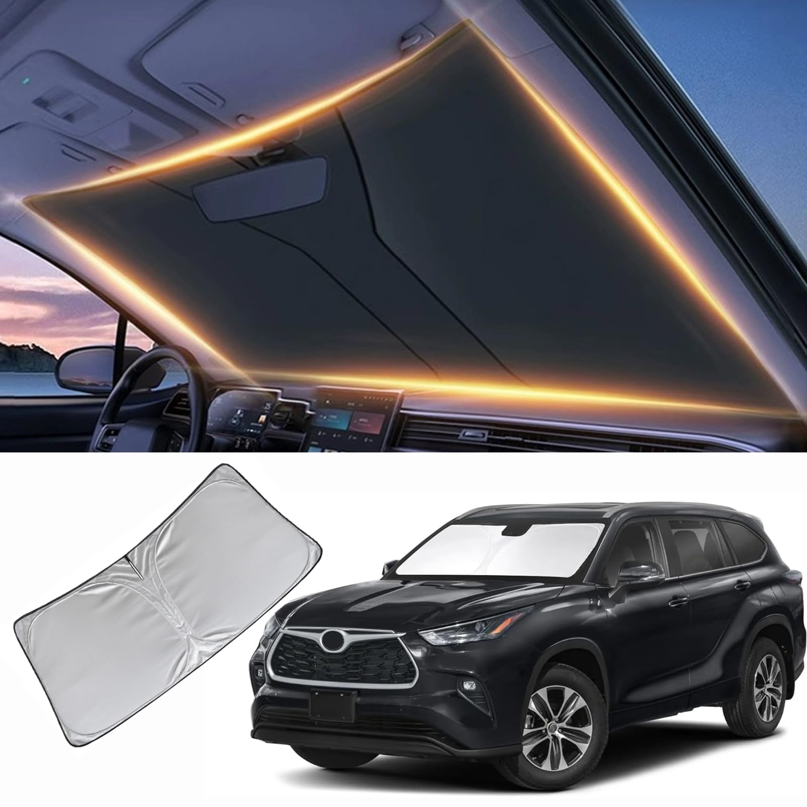Windschutzscheiben-Sonnenschutz für Toyota Highlander, Frontscheiben-Abdeckung für 2014–2025 Highlander, Windschutzscheiben-Sonnenblende, Autozubehör Windschutzscheiben-Sonnenschutz für Toyota Highlander, Frontscheiben-Abdeckung für 2014–2025 Highlander, Windschutzscheiben-Sonnenblende, Autozubehör von LZYYQX