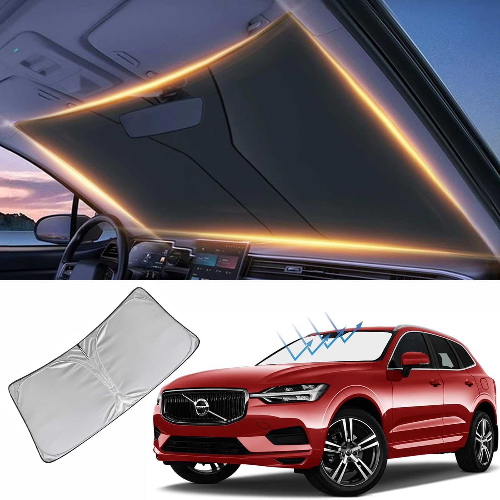Windschutzscheiben-Sonnenschutz für Volvo XC60 Frontscheibenabdeckung für 2018–2025 XC60 Windschutzscheiben-Sonnenblende, Autozubehör Windschutzscheiben-Sonnenschutz für Volvo XC60 Frontscheibenabdeckung für 2018–2025 XC60 Windschutzscheiben-Sonnenblende, Autozubehör von LZYYQX