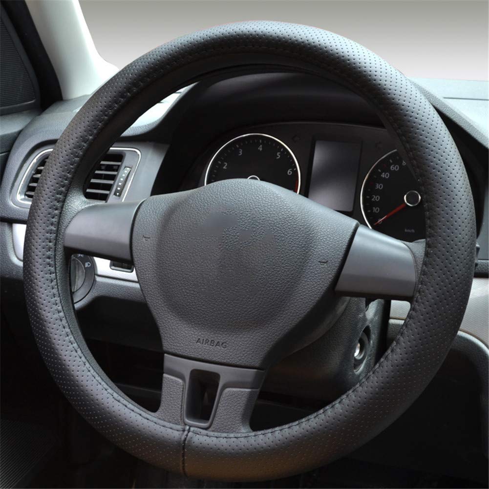 Proumhang Autolenkradabdeckung Autolenkradabdeckung Echtes Leder Atmungsaktiv 37-38cm-Schwarz Proumhang Autolenkradabdeckung Autolenkradabdeckung Echtes Leder Atmungsaktiv 37-38cm-Schwarz von Proumhang
