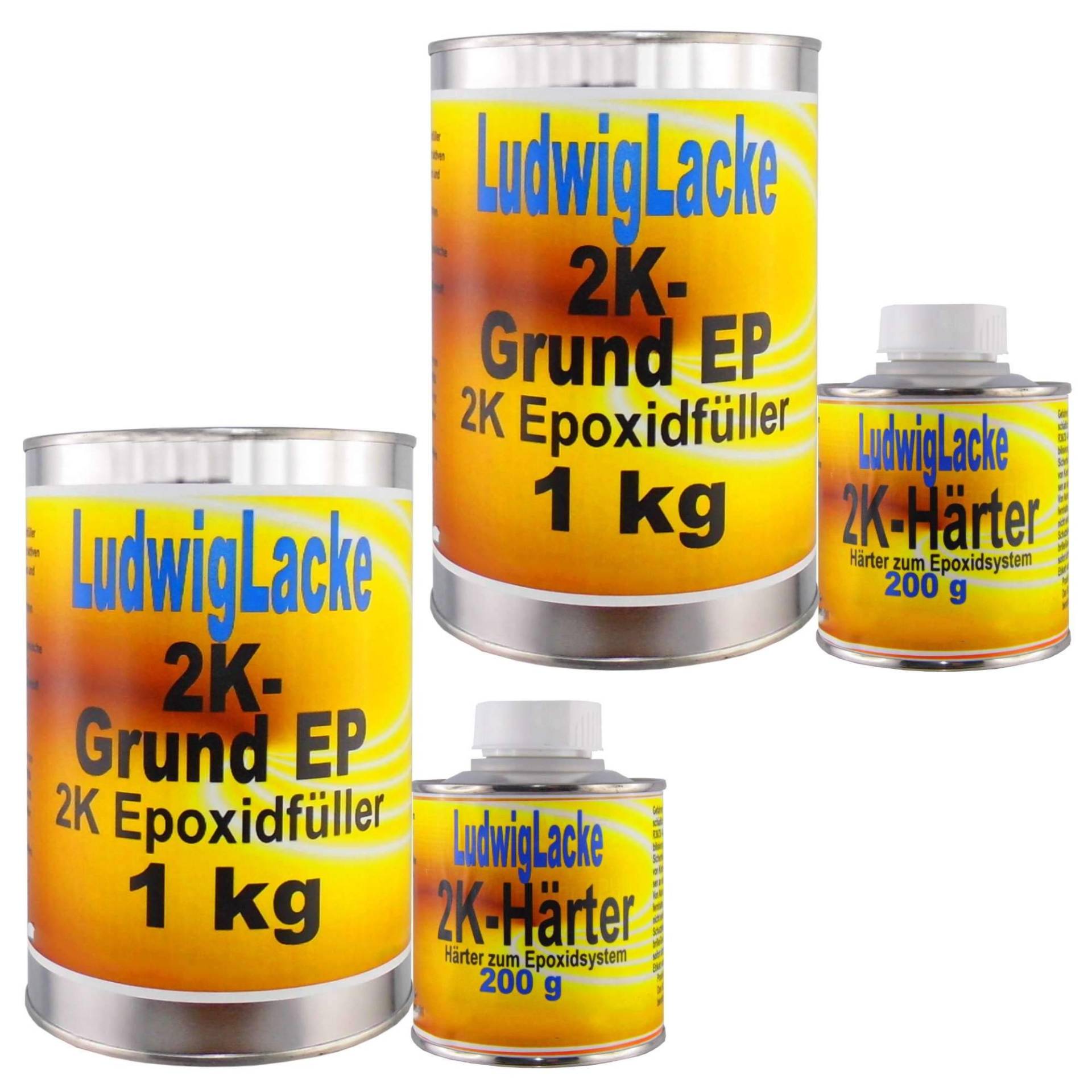 Lackierzubehör 2 Sets 2K Epoxidfüller 1kg und 200g passenden Härter von Lackierzubehör