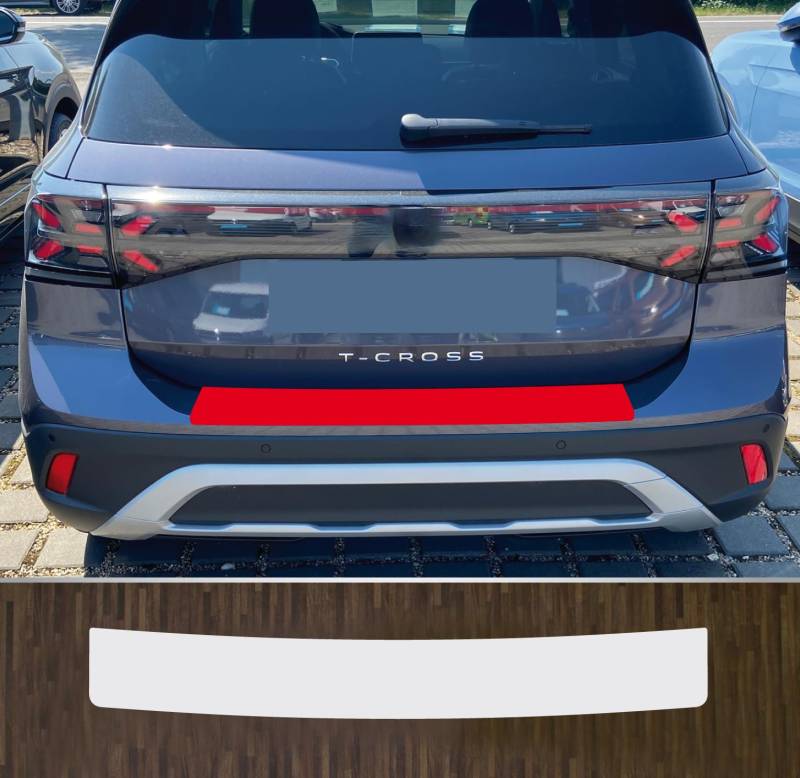 kompatibel mit VW T-Cross ab 2019, auch Facelift ab 2024 passgenaue Lackschutzfolie Ladekantenschutz transparent von Lackschutzfolien-Stolze