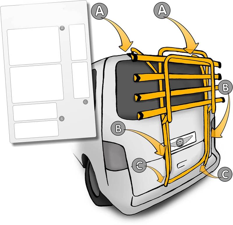 Lackschutzfolie passend für VW T4 Heckträger - Selbstklebende, transparente Schutzpads (6teilig) für Fahrradheckträger und Fahrradträger mit Montage Zubehör von LACKSCHUTZSHOP