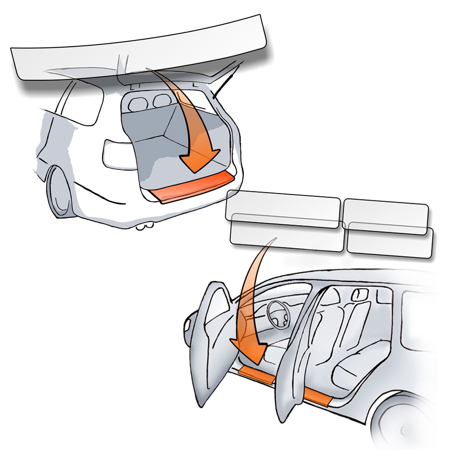 Lackschutzshop - Passform Lackschutzfolie im Set für Ladekantenschutz und alle Einstiegsleisten/Türeinstiege transparent 150µm - kompatible mit Schutzfolie VW T-ROC/TRoc Lackschutzshop - Passform Lackschutzfolie im Set für Ladekantenschutz und alle Einstiegsleisten/Türeinstiege transparent 150µm - kompatible mit Schutzfolie VW T-ROC/TRoc von LACKSCHUTZSHOP
