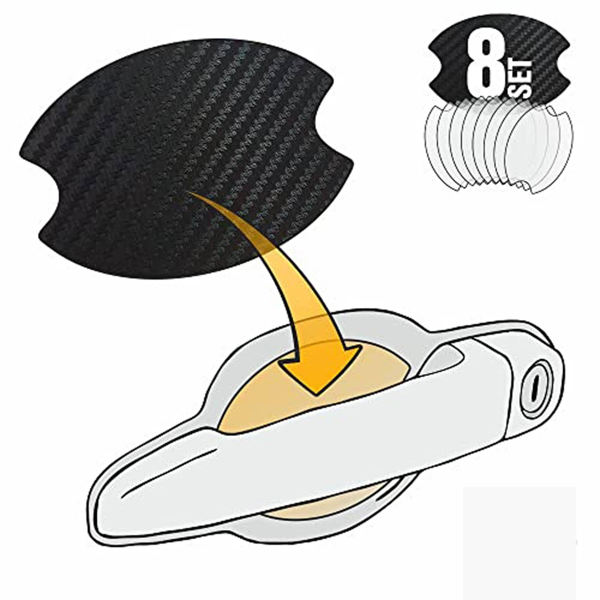 LACKSCHUTZSHOP Universal Lackschutz-Folie für Auto-Griffschale/Griffmulde - Türgriff Schutz-Folie - Selbstklebende Klebe-Folie Lackschutz - 8 teilig - 3D Carbon Schwarz - 85x60mm LACKSCHUTZSHOP Universal Lackschutz-Folie für Auto-Griffschale/Griffmulde - Türgriff Schutz-Folie - Selbstklebende Klebe-Folie Lackschutz - 8 teilig - 3D Carbon Schwarz - 85x60mm von LACKSCHUTZSHOP