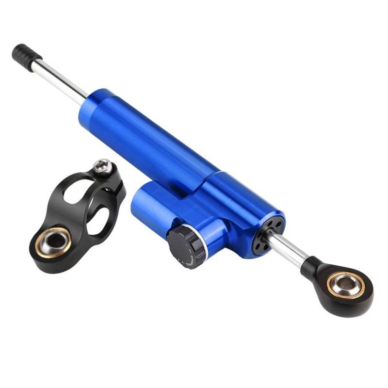Ladieshow Lenkungsdämpfer Motorrad Universal, Motorrad Stabilisator Aluminium Motorcycle Steering Damper mit Montagehalterung Lenkungsdämpfer Stabilisator Sehr Lang, Blau von Ladieshow
