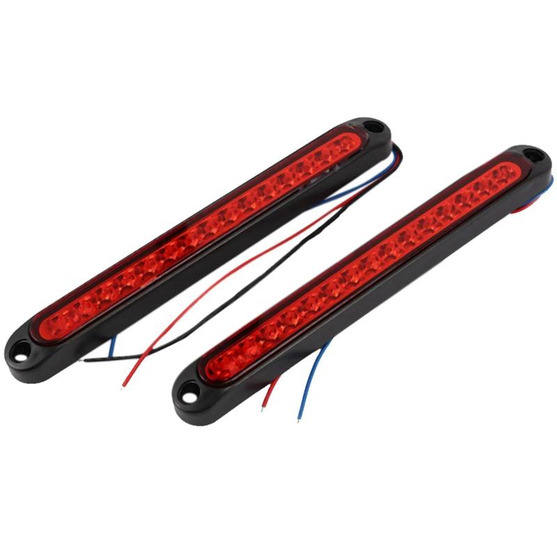 2 Stück 10 Zoll 15 LED Anhänger LKW RV Stopp Heck Bremse Blinker Lichtleiste Stopp Hintere Seitenmarkierungsleuchten Wasserdicht (Rot) von LaiYN