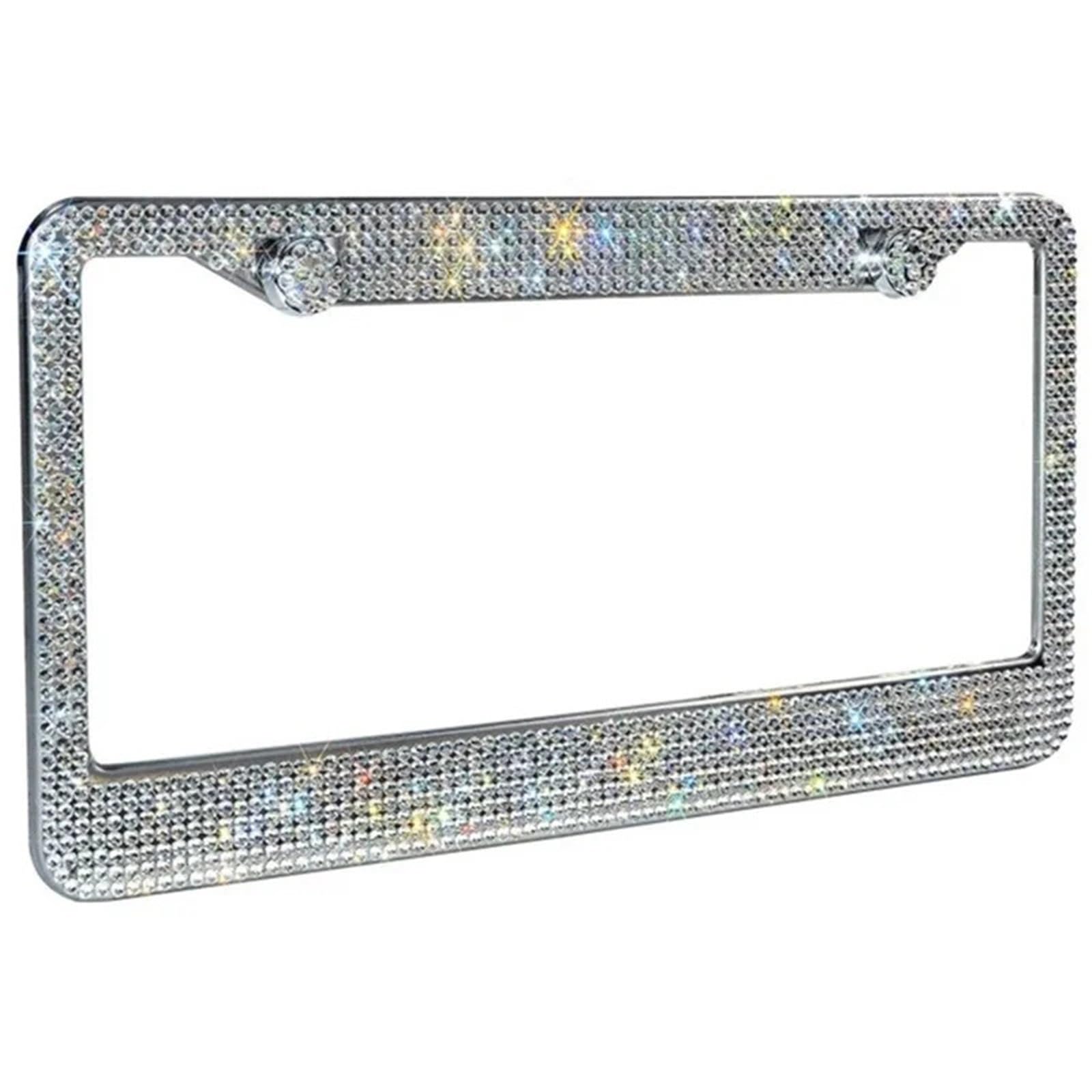 Crystal Diamond Auto-Nummernschildrahmen, Hochwertiger Edelstahl, Außendekor, Schwarz/Weiß(WT) von LaiYN