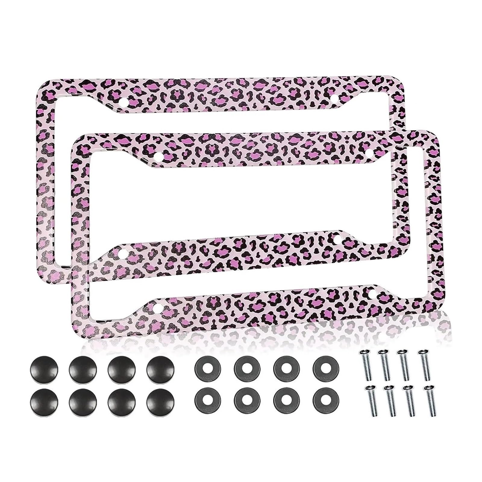 Pi&nk Auto-Nummernschildrahmen Mit Leopardenmuster, 2er-Pack, Nummernschildhalter Mit 4 Löchern, Auto-Tag-Rahmen, US-Fahrzeuge Pi&nk Auto-Nummernschildrahmen Mit Leopardenmuster, 2er-Pack, Nummernschildhalter Mit 4 Löchern, Auto-Tag-Rahmen, US-Fahrzeuge von LaiYN