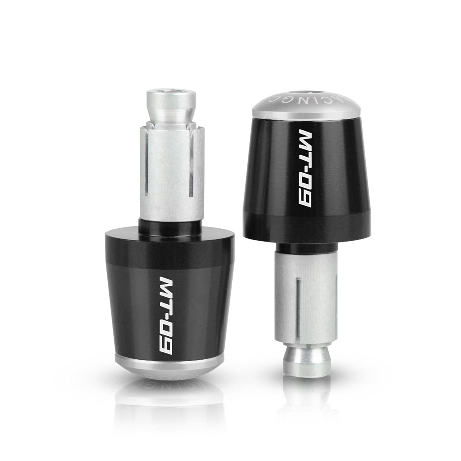 Laiteanqi Motorradzubehör CNC Aluminium Lenkergriffe Ende Lenkerkappe Endstopfen Compatible with Ya ma ha MT09 MT 09 MT-09 MT10 MT07 MT03 MT125 Lenkerendstopfen-Set(Silver) von Laiteanqi