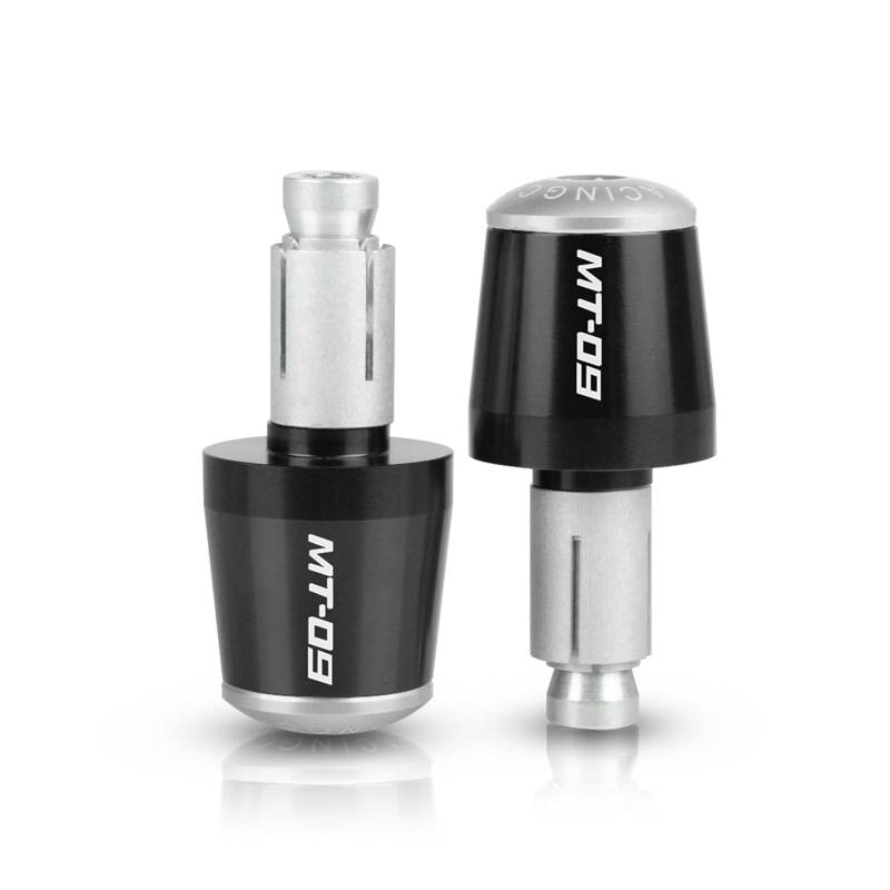 Laiteanqi Motorradzubehör CNC Aluminium Lenkergriffe Ende Lenkerkappe Endstopfen Compatible with Ya ma ha MT09 MT 09 MT-09 MT10 MT07 MT03 MT125 Lenkerendstopfen-Set(Silver) von Laiteanqi