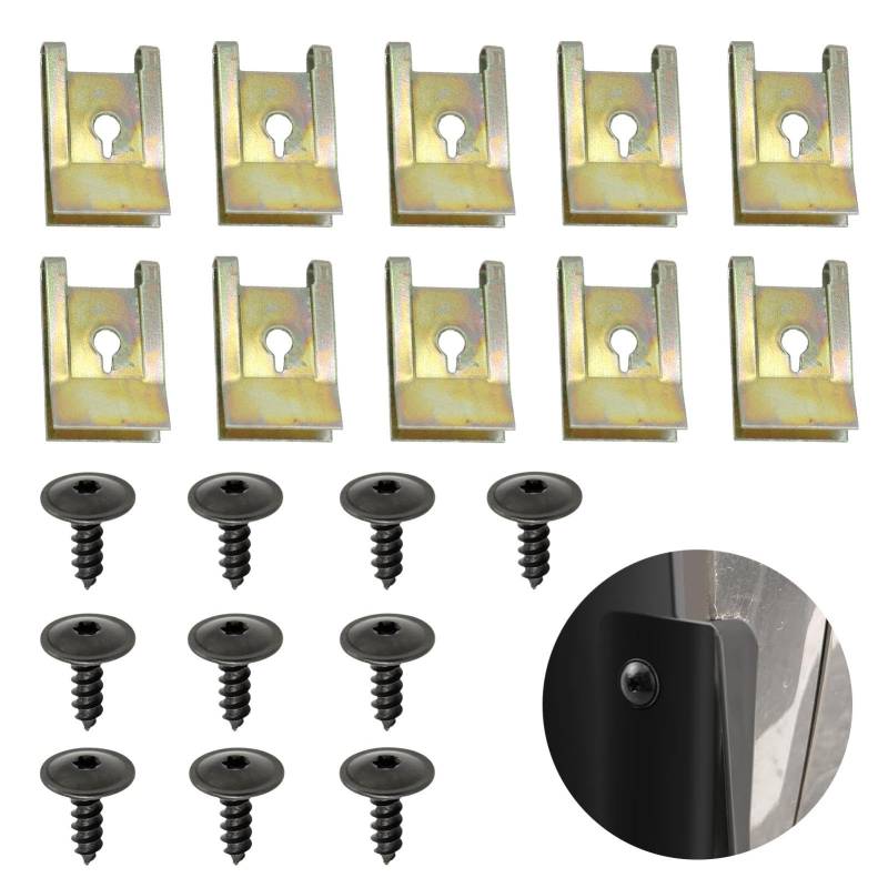 10 Sätze Blechmutter Schraube Mutter Clip Kit,Kotflügel Clip Blechmuttern Befestigungsclips für Radlaufabdeckung, Unterbodenschutz passend für Volkgswagon Audi von Laluky