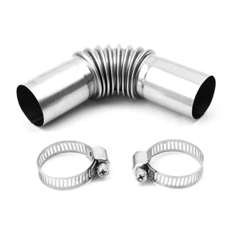 Edelstahl Abgasrohr Winkelverbinder, 27mm Abgasschlauch, Autoheizung Auspuffrohr, Diesel Heizung Auspuffrohr Zubehör, GasEntlüftungsschlauch Standheizung mit Zwei Edelstahlklammern von Laluky