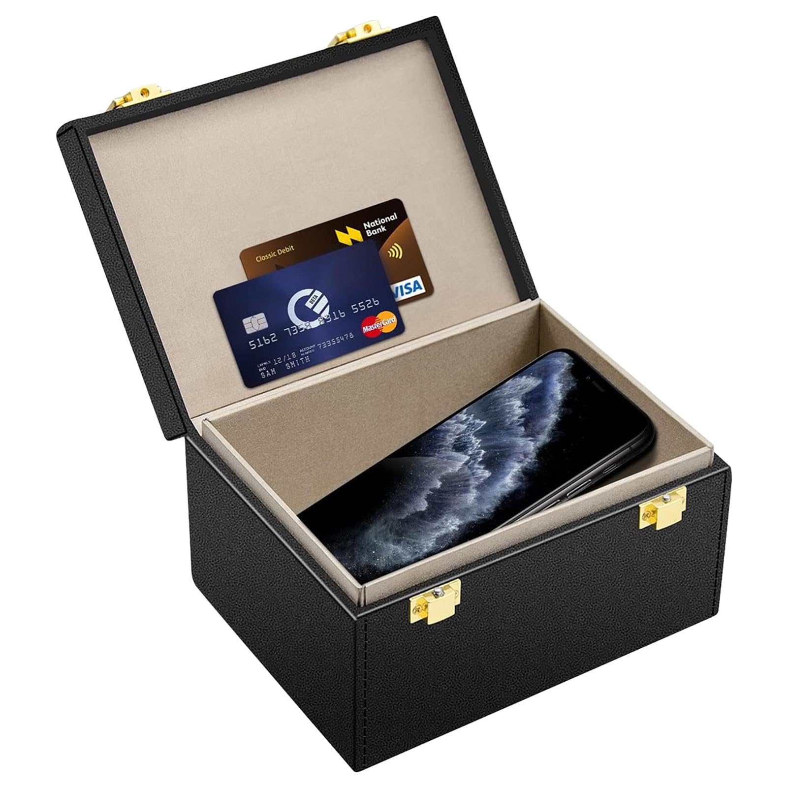 Laluky 1 Stück Keyless Go Schutz Autoschlüssel Box, 16 x 12 x9.2cm, Schlüssel Signal Abschirmung Box für sicheren Schutz, Handy, Auto und Motorrad NFC Kreditkarte und Autoschlüssel (Schwarz) von Laluky