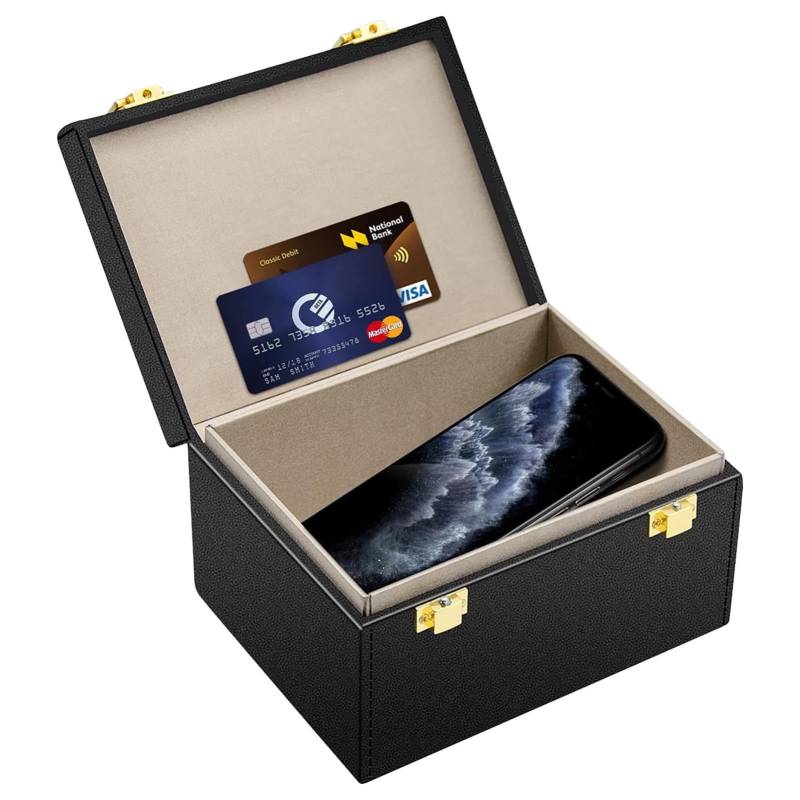 Laluky 1 Stück Keyless Go Schutz Autoschlüssel Box, 16 x 12 x9.2cm, Schlüssel Signal Abschirmung Box für sicheren Schutz, Handy, Auto und Motorrad NFC Kreditkarte und Autoschlüssel (Schwarz) von Laluky