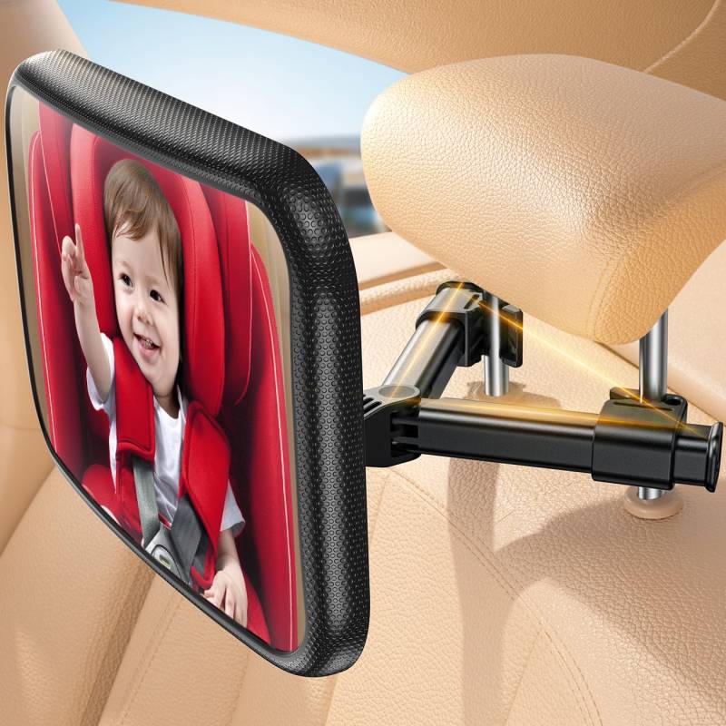 Lamicall Spiegel Auto Baby Rückbank - [2025 Haken Clip] Bruchsicher Autospiegel Baby Rücksitz, 360° Drehbar Babyspiegel Rücksitzspiegel, Kopfstützen Auto Spiegel für Baby Kinder mit 175° Konvexspiegel von Lamicall
