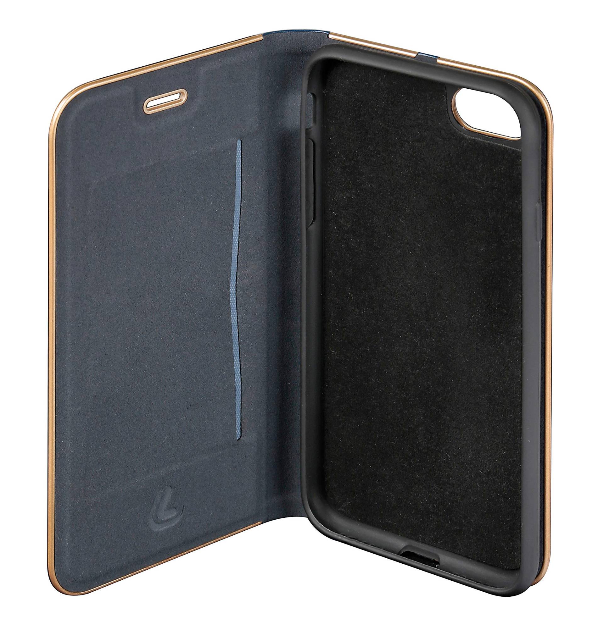 Club, Cover A Libro In Similpelle - Apple iPhone X - Blu/ORO von Lampa