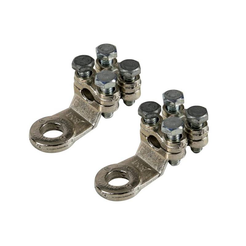 Lampa 69927 Set 2 Stück Leistungskabelschuhe aus vernickeltem Messing, mit Befestigung Doppelplatte - Querschnitt 50 mm², Bohrung 10 mm von Lampa