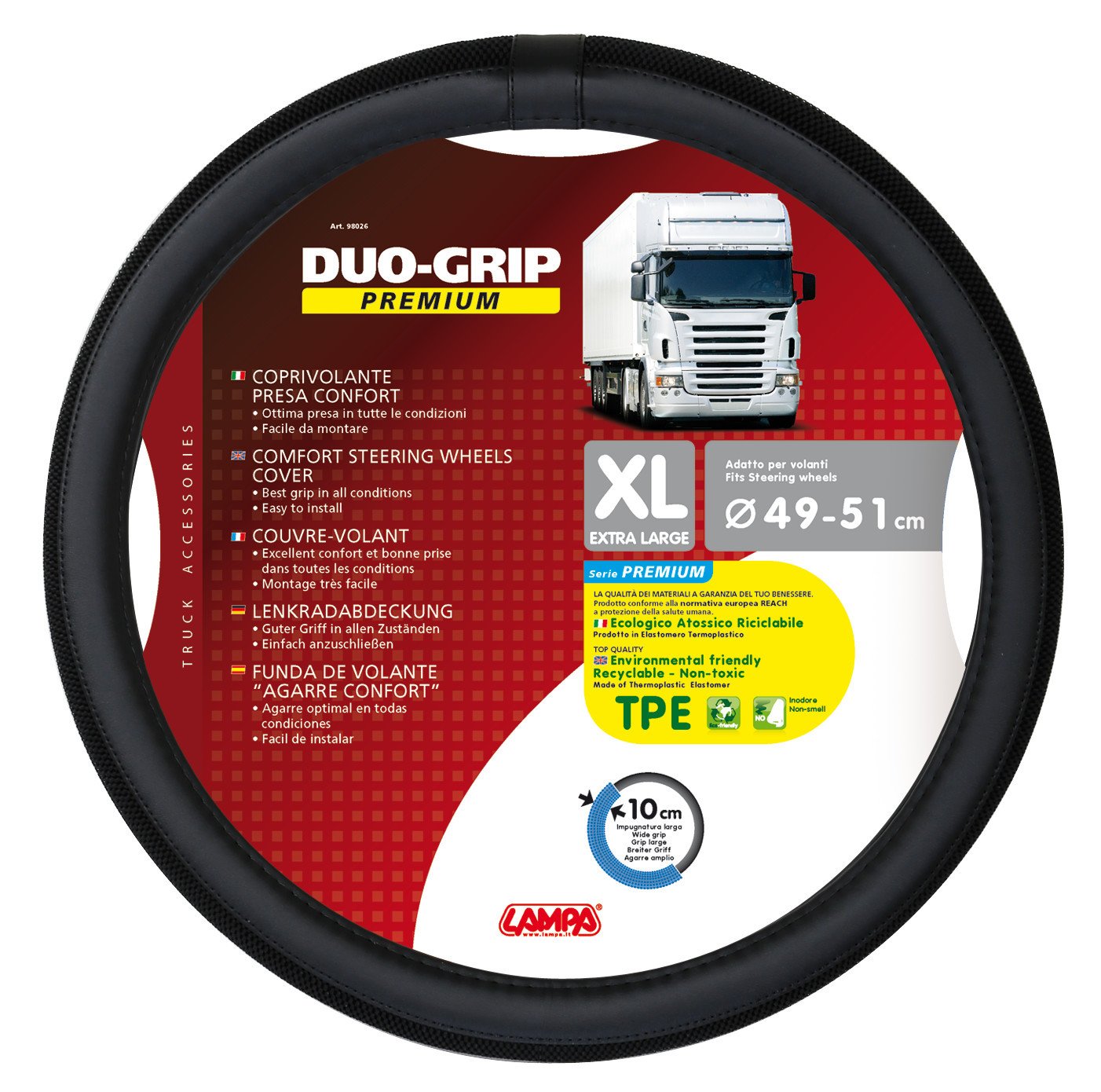Lampa 98026 Duo-Grip TPE (thermoplastisches Elastomer) Lenkradhülle, XL von Lampa