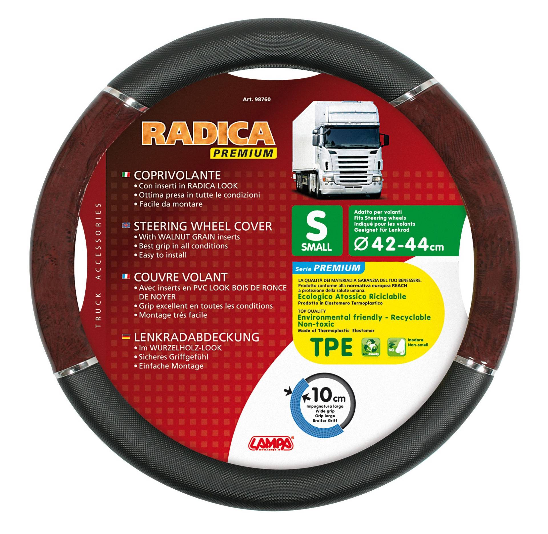 Lampa LkW-Lenkradschoner Radica Premium schwarz-wurzelholz 42/44 cm von Lampa