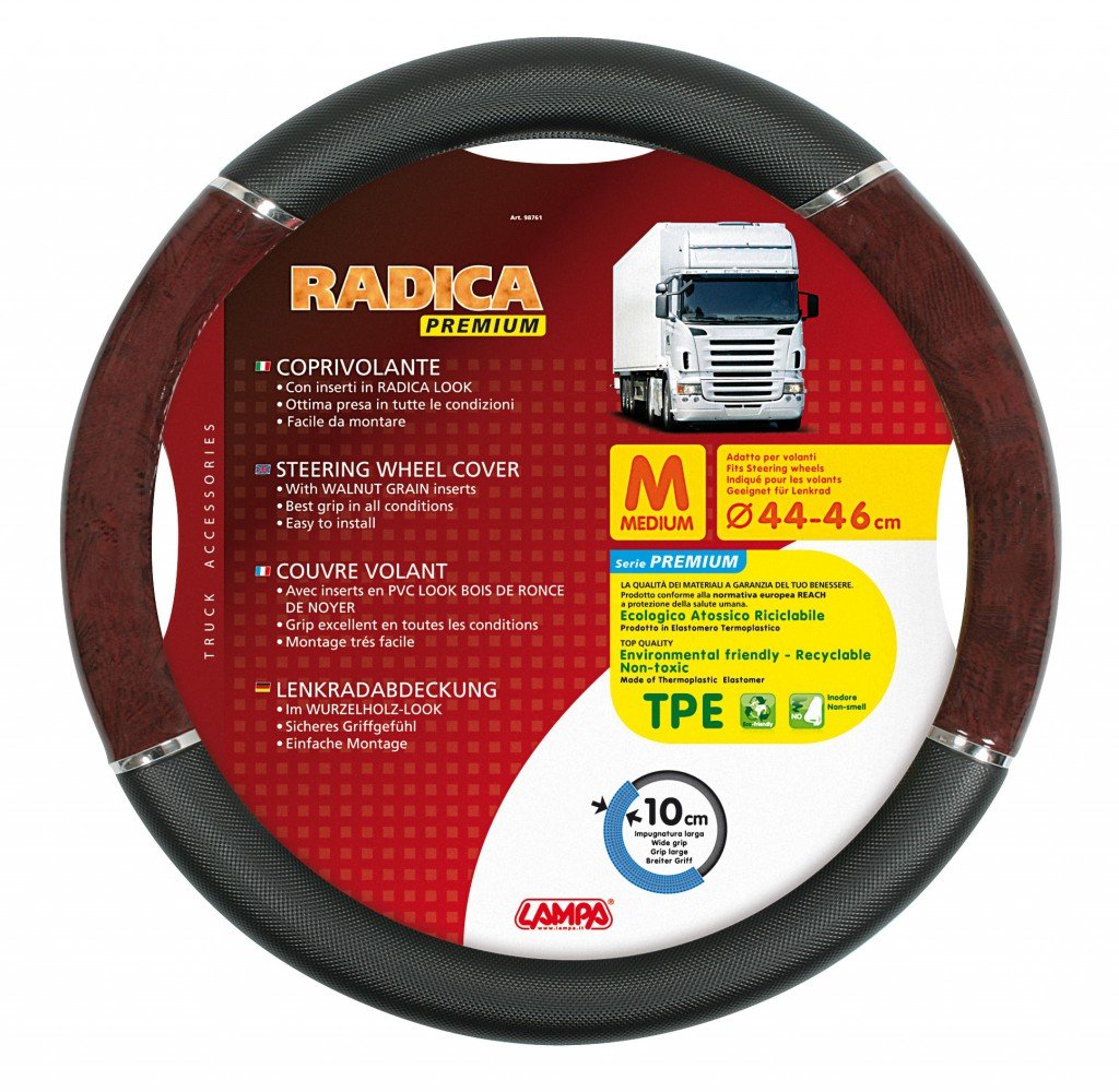Lampa LkW-Lenkradschoner Radica Premium schwarz-wurzelholz 44/46 cm Lampa LkW-Lenkradschoner Radica Premium schwarz-wurzelholz 44/46 cm von Lampa