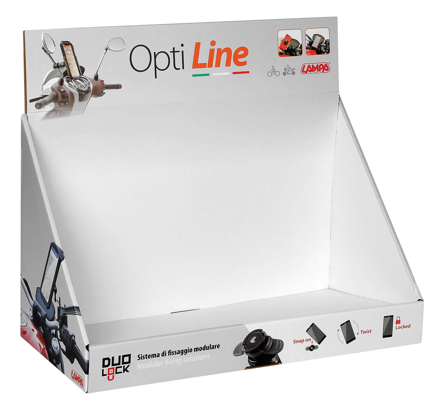 Thekendisplay aus Karton, für die Produkte Optiline Thekendisplay aus Karton, für die Produkte Optiline von Lampa