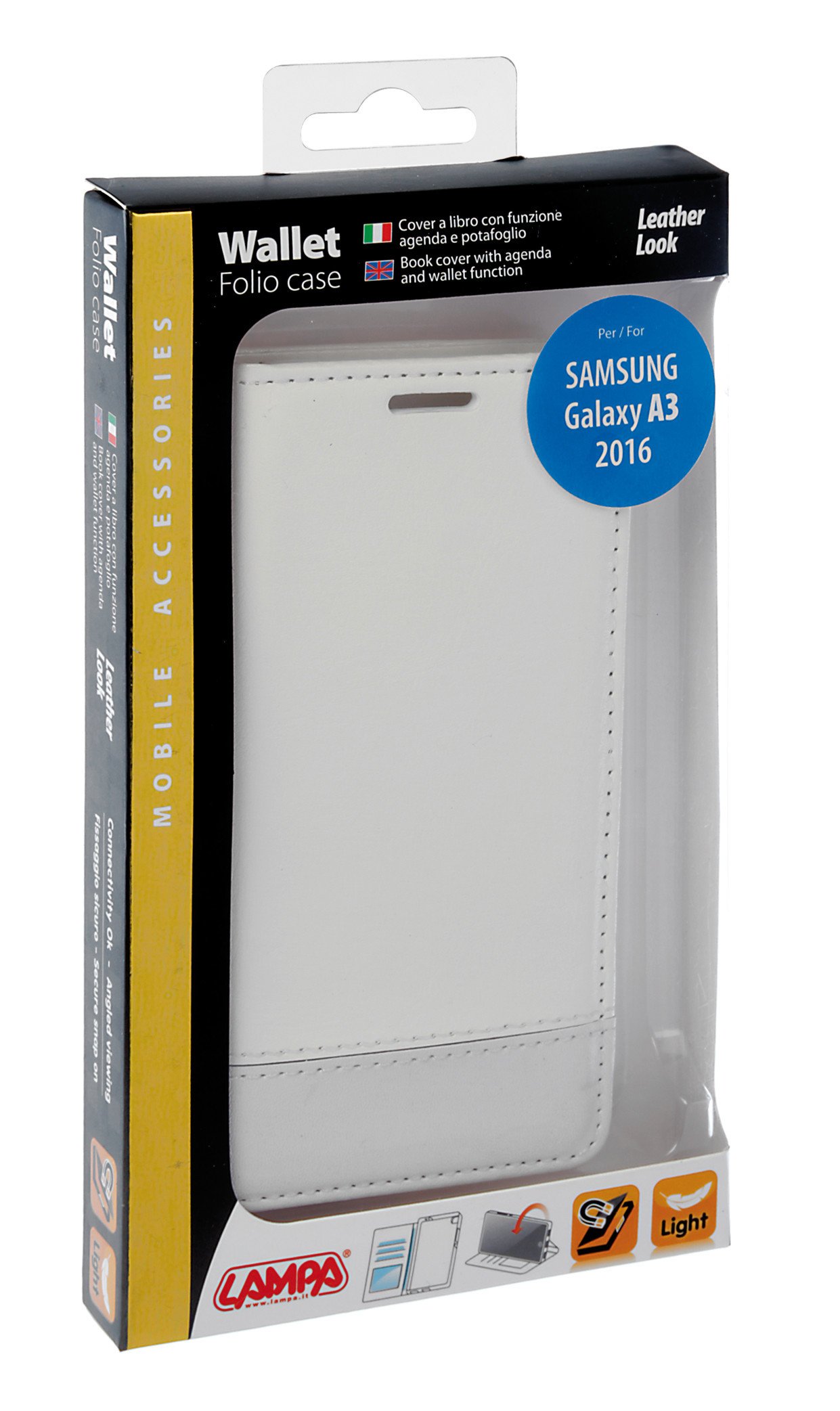 Wallet Folio Case, Cover A Libro - Samsung Galaxy A3 2016 - Bianco Wallet Folio Case, Cover A Libro - Samsung Galaxy A3 2016 - Bianco von Lampa