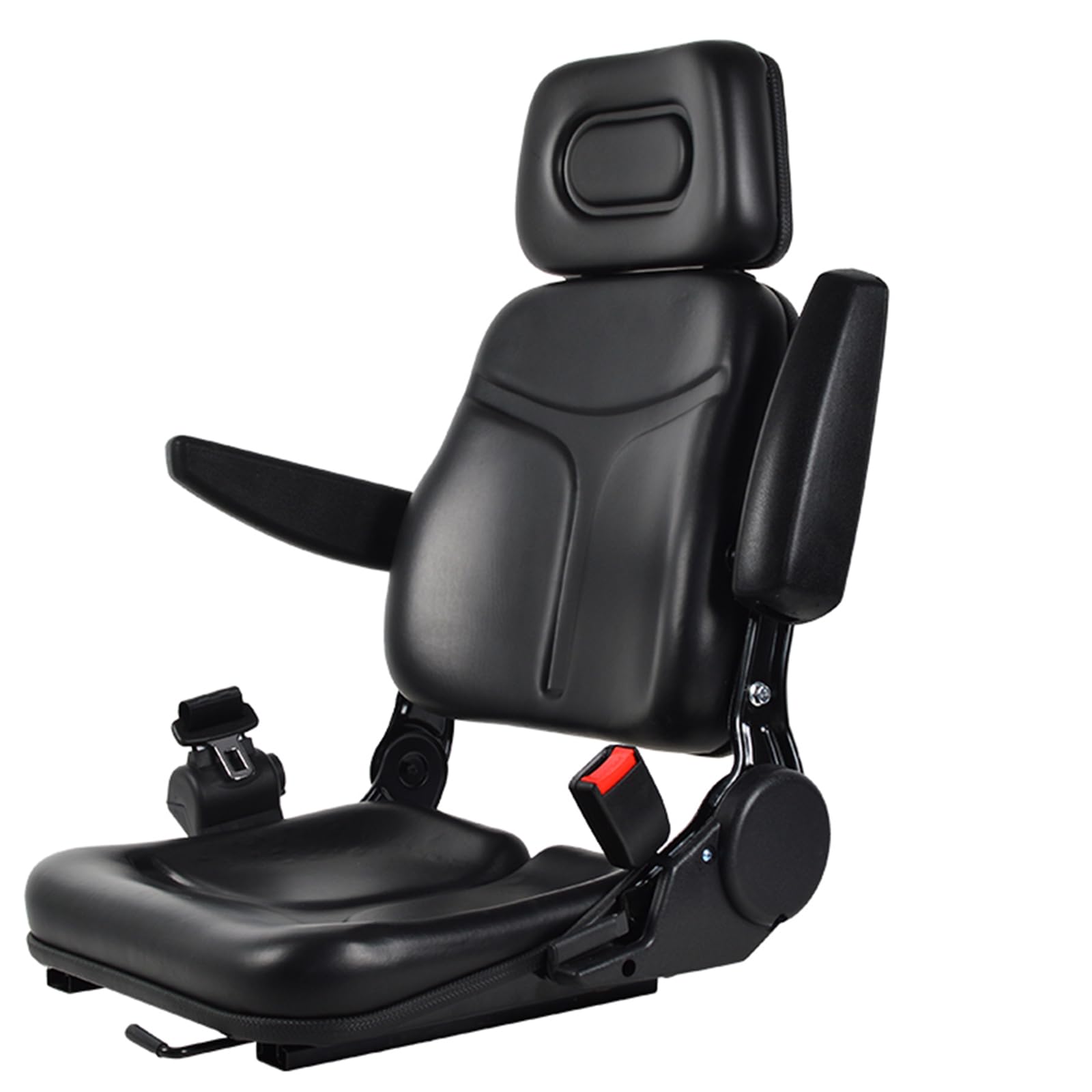 Universal Gabelstapler-Sitz mit verstellbare Rückenlehne 180°, wasserdichter PVC-Mähersitz mit Kopfstütze, Armlehnen, Sicherheitsgurt, für Traktor Bagger, Gabelstapler Universal Gabelstapler-Sitz mit verstellbare Rückenlehne 180°, wasserdichter PVC-Mähersitz mit Kopfstütze, Armlehnen, Sicherheitsgurt, für Traktor Bagger, Gabelstapler von Lanbent