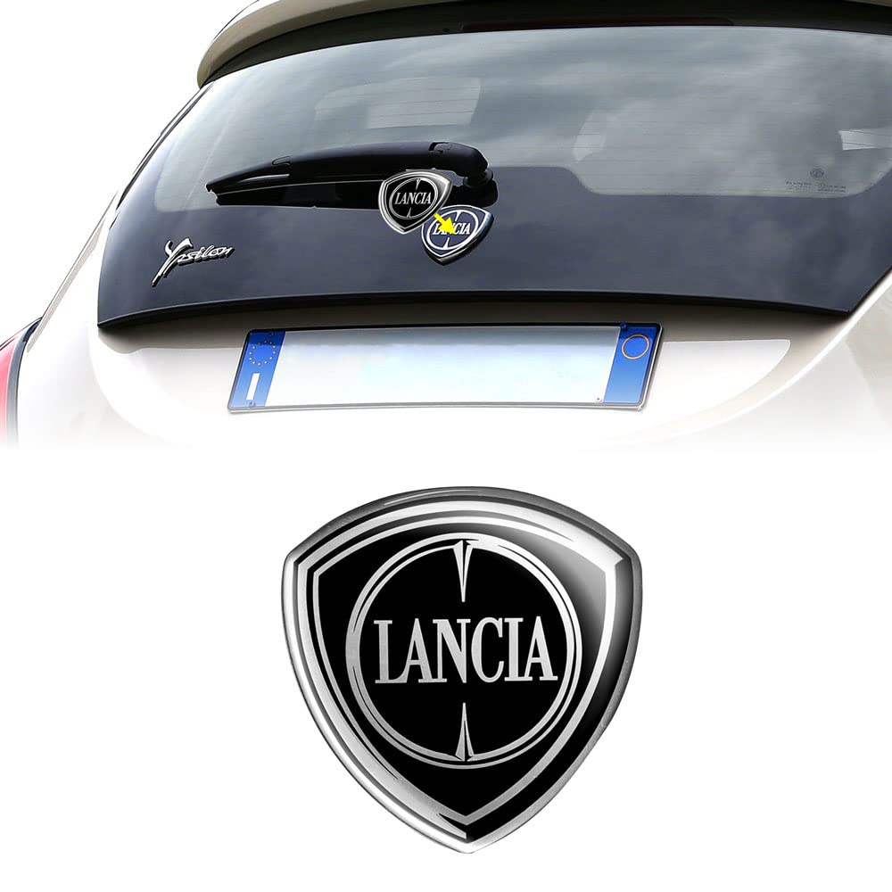 Lancia 21265 3D Aufkleber Offizielles Logo für Ypsilon, Hinten, Schwarz, 71 x 73 mm von Lancia