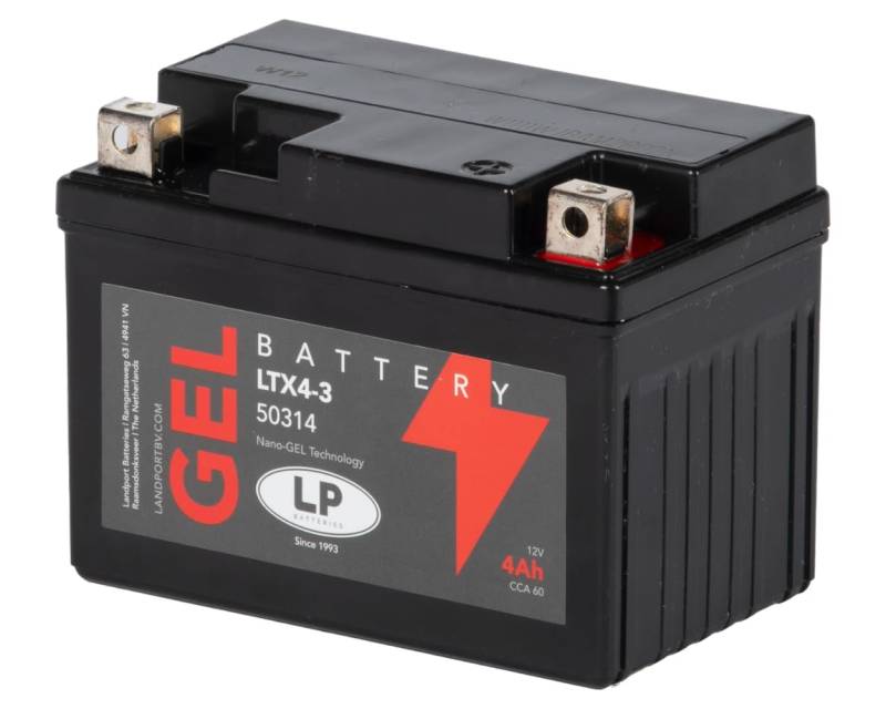 Landport Gel Roller- u. Motorradbatterie GTX4-3, MG G12-4 DIN 50314 (YTX4L-BS Gel) von Landport